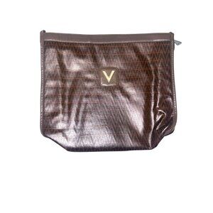 Valentino V Logo Brown Patterned Leather Clutch Bag Italy